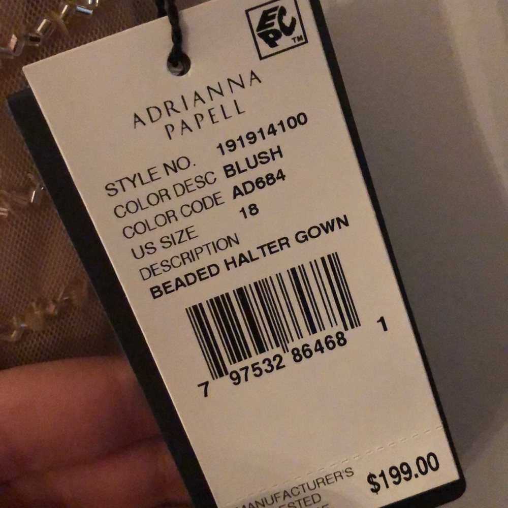 Adrianna Papell Blush Art Deco Beaded Halter Dress - Picture 3 of 5
